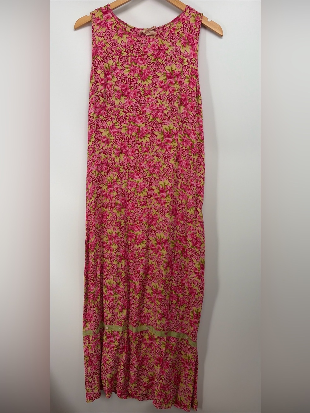 Vintage April Cornell Rayon Floral Maxi Dress Cottagecore Large Hippie